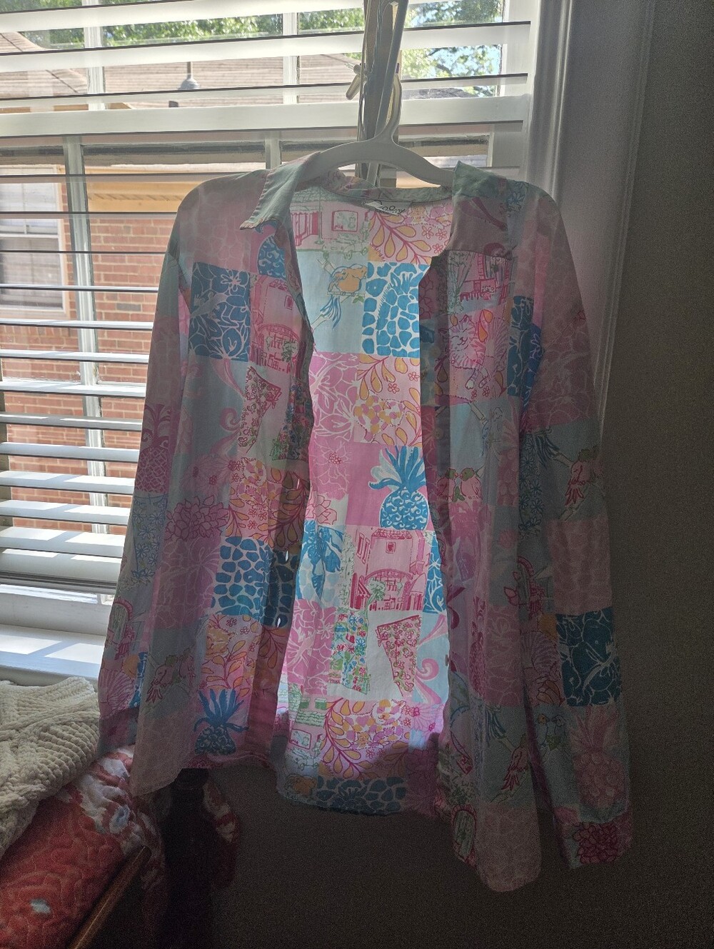 Vintage White Label Lilly Pulitzer "Palm Beach Patch" Blouse Size Small